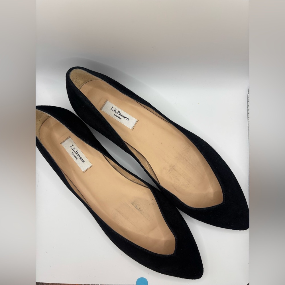 LK Bennett Black Suede Leather Flats